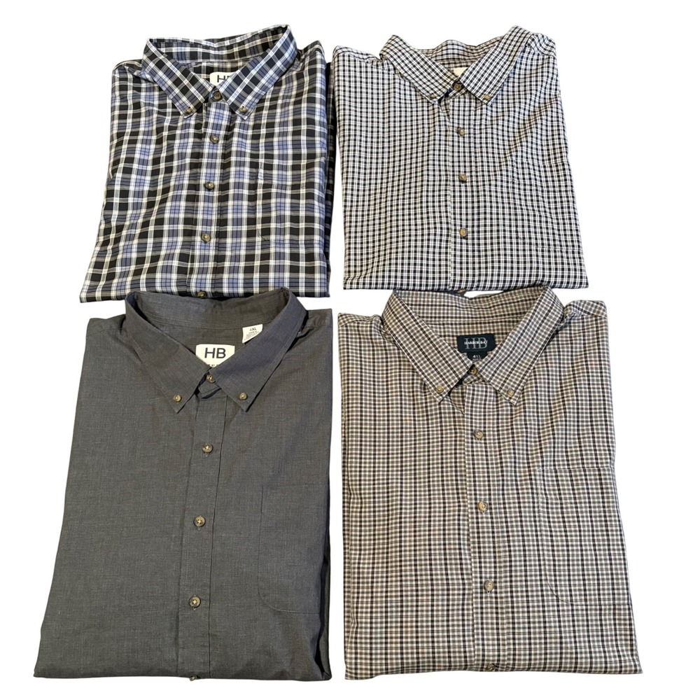 Lot 4 Harbor Bay Button Down Shirt Mens 4XL Gray Long Sleeve Fit by DXL